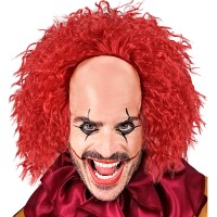 Pruik Horror Clown Kale Kop met Rood Haar