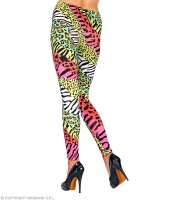 80's Legging Dame Zebra Neon Multicolour