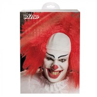 Pruik Horror Clown Kale Kop Deluxe Rood