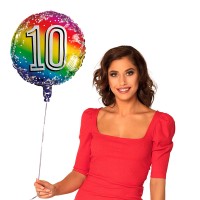 Folieballon Regenboog "10" (36x36cm)