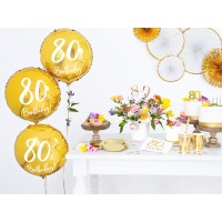 Folieballon "80th Birthday" Goud (36x36cm)