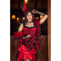 Burlesque-Saloon Dame Kitty Deluxe Rood Kostuum