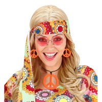 Hippie Peace Juwelenset Neon Oranje (Halsketting en Oorringen)