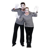 Mime/Fransman T-shirt Heer Gestreept Zwart-Wit