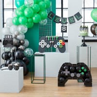 Paquet de Ballons pour Support de Mosaïque, Vert, Gris et Noir avec Lettres LEVEL - 40 pcs.