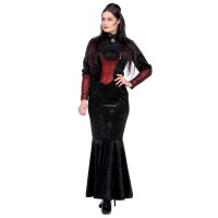 Gothic Vampier Dame Jurk Zwart-Rood