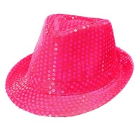 Borsalino Hoed Pailletten Neon Roze