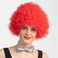 Pruik Krullenbol Clown Rood