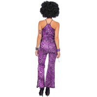 Disco Jumpsuit Dame Luipaard Paars