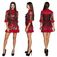 Halloween Midnight Clownette Dame Rood Kostuum