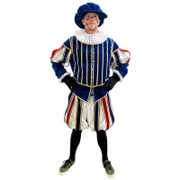 Zwarte Piet/Roetpiet Hoofdpiet TV België Deluxe Blauw-Rood Kostuum