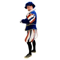 Zwarte Piet/Roetpiet Hoofdpiet TV België Deluxe Blauw-Rood Kostuum